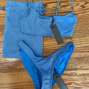 Sparkle Blue Marina Triangl Bathing Suit